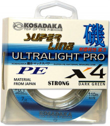 Леска плетеная KOSADAKA Super PE X4 Ultralight PRO dark green 0.05 110м