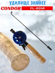 Удочка зимняя CONDOR YL-201A, малая катушка, пробковая ручка, тонкий шестик