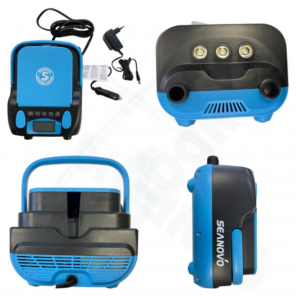 Насос аккумуляторный двухступенчатый HT-999 Seanovo для лодок ПВХ, сабов, матрасов, палаток 0,34-1,38 ат