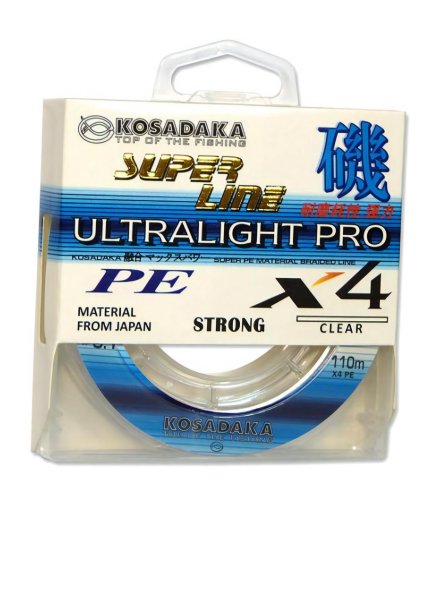 Леска плетеная Kosadaka Super PE X4 Ultralight PRO прозр. 0.10 110м